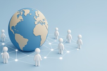 Poster - Diverse Characters Around a Globe Representing Global Connectivity and Communication Networks