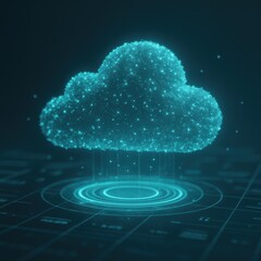 Poster - Digital Cloud Technology with Data Connections and Futuristic Interface Background