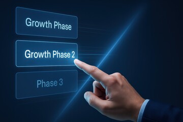 Poster - A precise decision-making strategy focused on advancing business growth highlights innovation and leadership during critical phases
