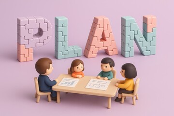 Poster - A strategic business meeting illustrates collaboration and decision-making processes aimed at planning growth and innovation for future success