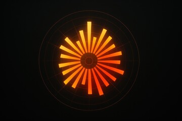 Poster - This glowing circular chart symbolizes strategy and decision-making in business illustrating growth and dynamic innovation through its radiating bars
