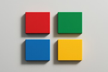 Poster - A strategic business concept depicted by four colored quadrants symbolizing decision-making growth and efficient planning on a light gray surface