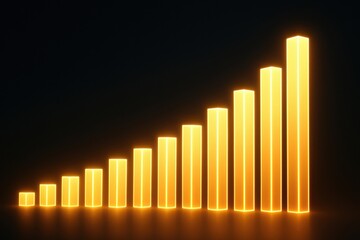 Poster - This glowing bar chart symbolizes business growth and strategic decision-making highlighting efficiency and leadership in a competitive market