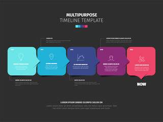 Poster - Visualize progress and showcase key milestones in multipurpose timeline template. This adaptable infographic template provides a clear and colorful design for presenting your timeline or project plan.