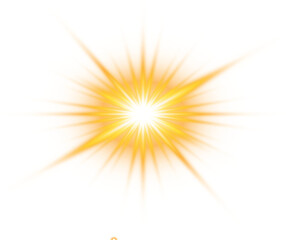 bright yellow starburst effect isolated on transparent background radiating light energy with glowin