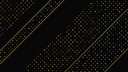 Poster - Dark background with golden lines and glittering dots