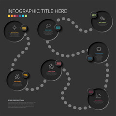 Poster - Create stunning dark infographics with this modern timeline template. Featuring a winding path and process nodes, this clean infographic template is perfect for your project.