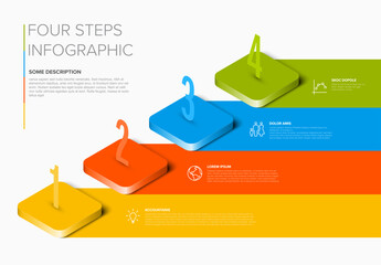 Poster - Modern four steps horizontal infographic template for business presentations or options. Use this four step infographic design to illustrate progression or various concepts.