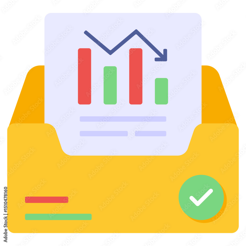 Declining Business Graph in Archive Folder Icon Data Analysis ...