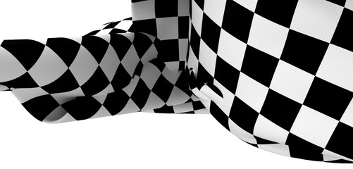 Poster - High-resolution image of a black and white checkered fabric, artfully draped. Ideal for design projects.