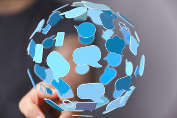 Poster - Conceptual image of a global network, communication, ideas, and social media.
