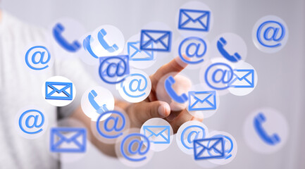 Poster - Seamless communication.  Contact us via email, phone, or online chat for quick support.