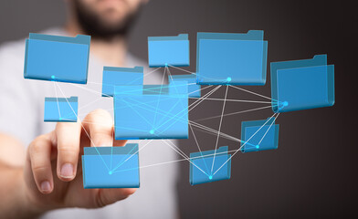 Aufkleber - Visual representation of interconnected digital files and folders, showcasing data management and organization.