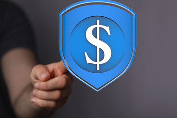 Poster - protecting your money is key. this image depicts a digital shield safeguarding financial assets.
