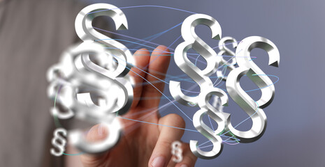 Poster - Abstract image of interconnected paragraph symbols, representing legal networks, collaboration, or complex regulations.