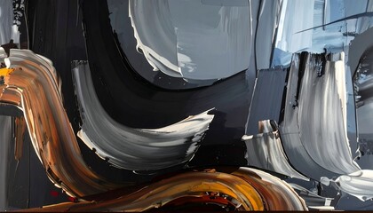Poster - Abstract acrylic painting with thick brushstrokes in a modern style. Textured artwork with contrasting colors and dynamic composition, perfect for backgrounds.