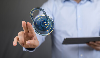 Poster - Protecting your data is crucial.  This image depicts digital security and online privacy.