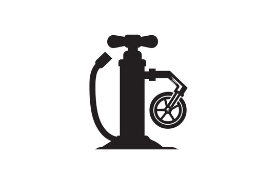 PrintA black-and-white Bicycle pump   against a white background in a straightforward and inconspicuous vector silhouette      