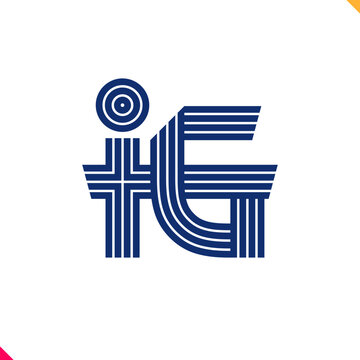 Parallel line monogram initial logo, combination of letter I and G. Best for name abbreviation.