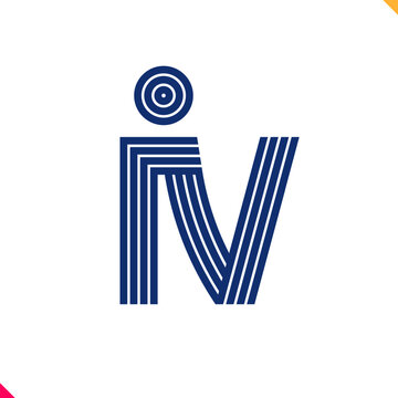 Parallel line monogram initial logo, combination of letter I and V. Best for name abbreviation.