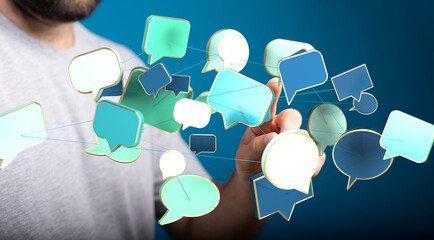 Leinwandbilder - Abstract image of interconnected speech bubbles, symbolizing global communication and networking.