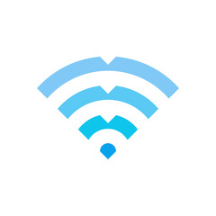 Poster - Wifi icon or Wi-Fi Wireless Internet Network Signal Area in colored flat Icon style. Editable unique symbol vector illustration. Triple Bird Signal flying above One Spot.