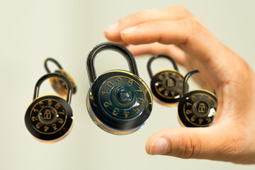 Poster - High-quality image of combination locks, symbolizing data protection and online security.