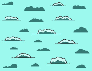 Wall Mural - Set of clouds. Clouds in the sky. Abstract clouds set isolated on blue background.