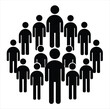 © SP Technology - Circular group of people icon white graphics isolated on white background