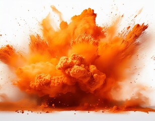 Wall Mural - fire flames orange powder explosion blast splash on white background