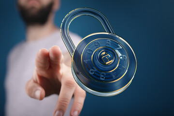 Aufkleber - Secure your data.  Cybersecurity concept image. Hologram lock.