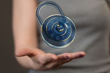 Aufkleber - Secure your data with this digital combination lock.  Cybersecurity and privacy.