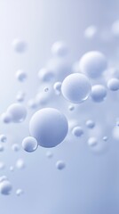 Poster - Abstract illustration of floating bubbles in soft blue tones creating a serene and calming atmosphere with a sense of depth and tranquility for design purposes
