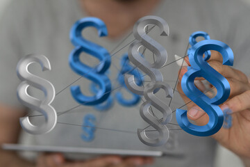Poster - Abstract image of interconnected paragraph symbols, representing legal frameworks or interconnected laws.