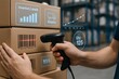 © Creative mind - Warehouse worker scanning barcode on cardboard box, optimizing inventory levels