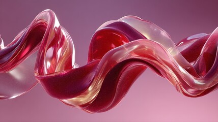 Wall Mural - elegant flowing waves of red and clear gel on soft pink background