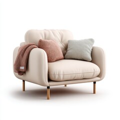 Aufkleber - Minimalist vector illustration of a modern lounge chair with soft cushions on a clean white background