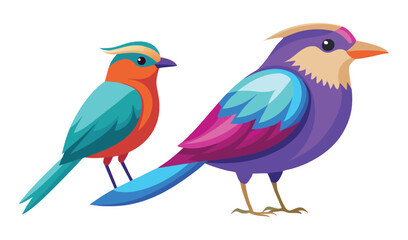 Naklejka na meble Two colorful birds illustration vibrant feathers tropical