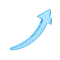 Poster - Upward curving blue arrow icon representing growth progress and positive business trends and development