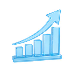 Aufkleber - Detailed blue bar graph with an upward trending arrow indicating positive business growth financial performance and strategic progress