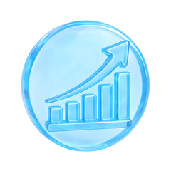 Aufkleber - Transparent 3D graph icon with an upward trending arrow symbolizing the analysis and visualization of business data financial performance and economic growth
