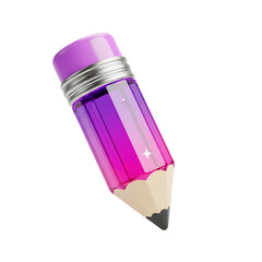 Poster - A close up of a sharp pointed pencil with a gradient of vibrant pink and purple colors against a simple white background showcasing a minimalist studio inspired aesthetic