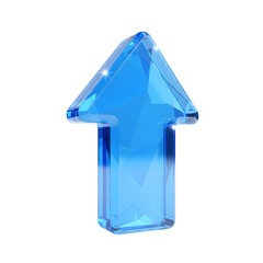 Fototapete - A translucent geometric blue crystal arrow shaped object against a plain white background symbolizing direction technology and futuristic design