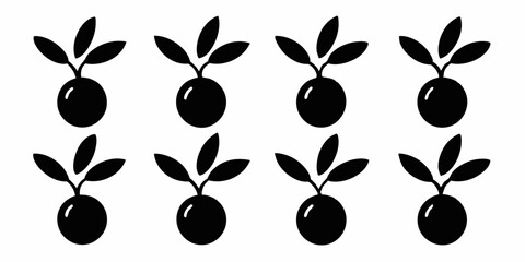 Poster - Black olive branch and olive icon set for design projects