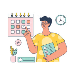 Poster - Illustration planning calendar schedule time management organization reminder appointment task list event 100 vector art illustrations