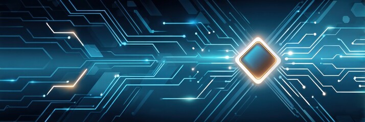 Poster - Abstract digital circuit design with futuristic glowing elements and high-tech patterns