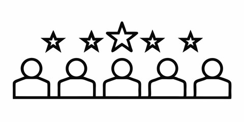 Poster - High quality customer review icon set in line style for quality rating assessments