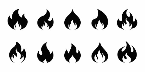 Poster - High quality fire flame icon set for design projects a single icon of vivid flames isolated on a white background