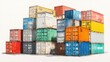 © imagify - A colorful stack of shipping containers showcasing various sizes and brands, highlighting the global trade and logistics industry.