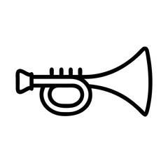 Poster - Simple bugle icon, black lines, for music websites